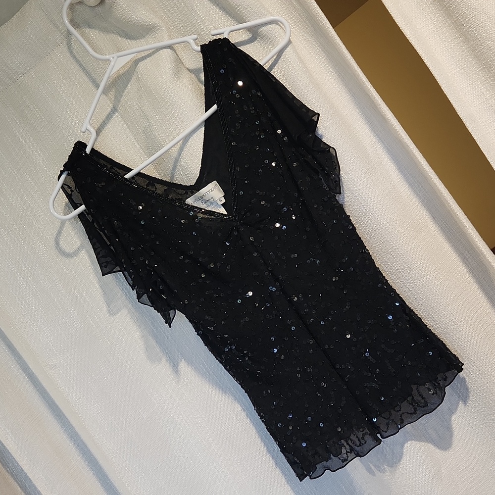 Papell Boutique Evening, small, black blouse